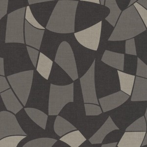 Tadessi Vliestapete mit abstraktem, grafischem Muster in Schwarz und verschiedenen Grautönen für moderne Wände.