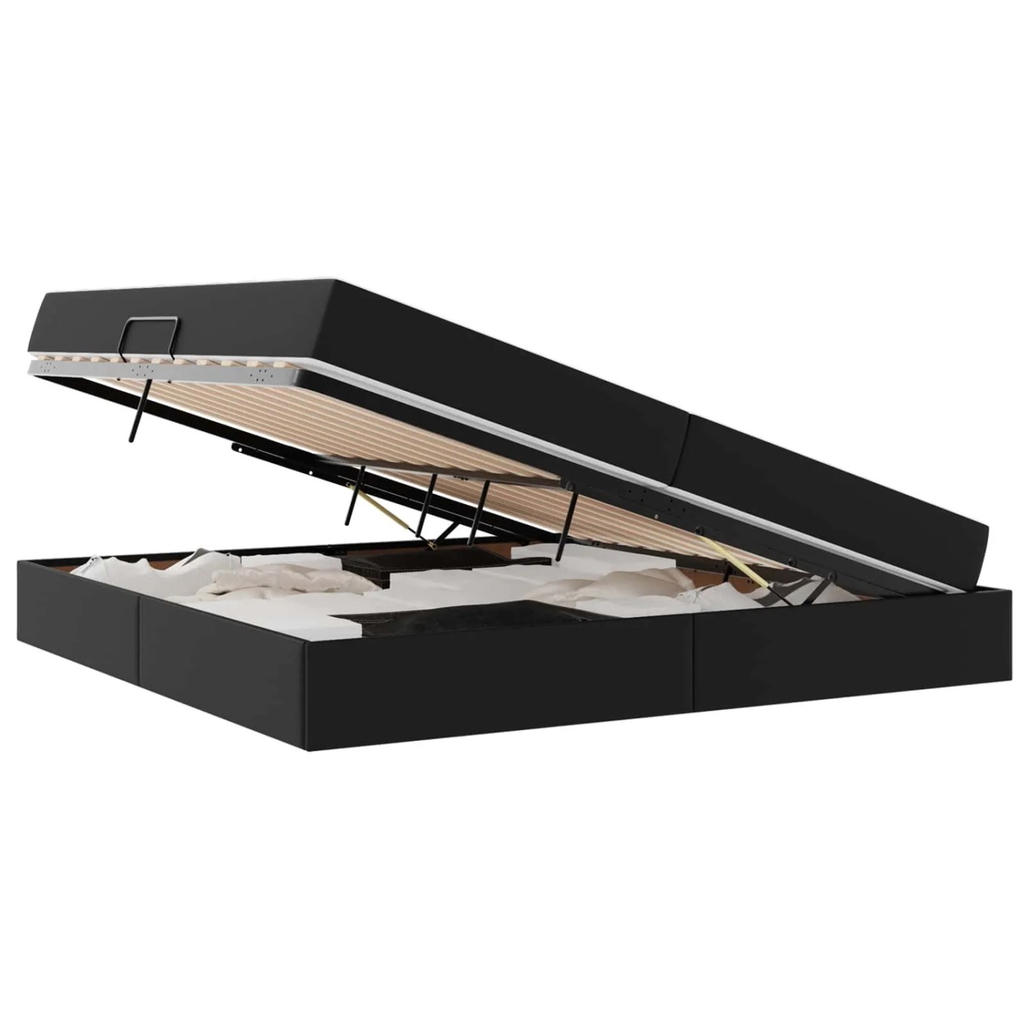 vidaXL Stauraumbett mit Matratze Schwarz 200 x 200 cm Kunstleder 3399624 günstig online kaufen