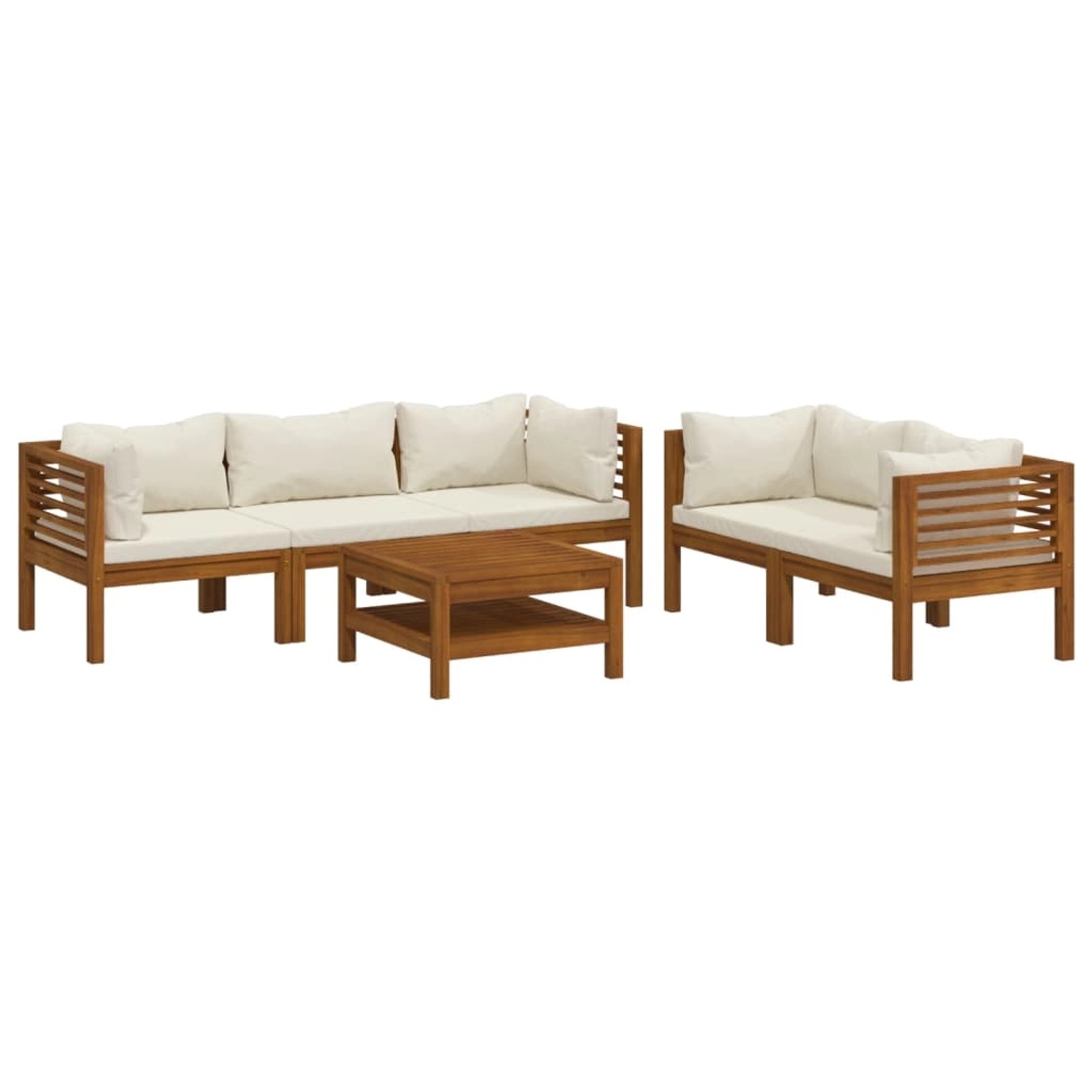 vidaXL 6-tlg Garten-Lounge-Set mit Creme Kissen Massivholz Akazie Modell 2