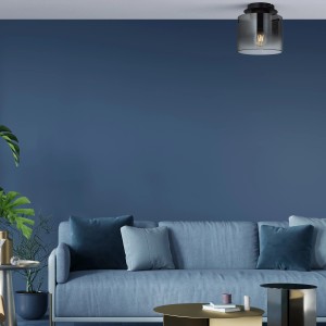 Moderne Deckenleuchte Beth mit Rauchglas, 20 cm Durchmesser, für Wohnräume.