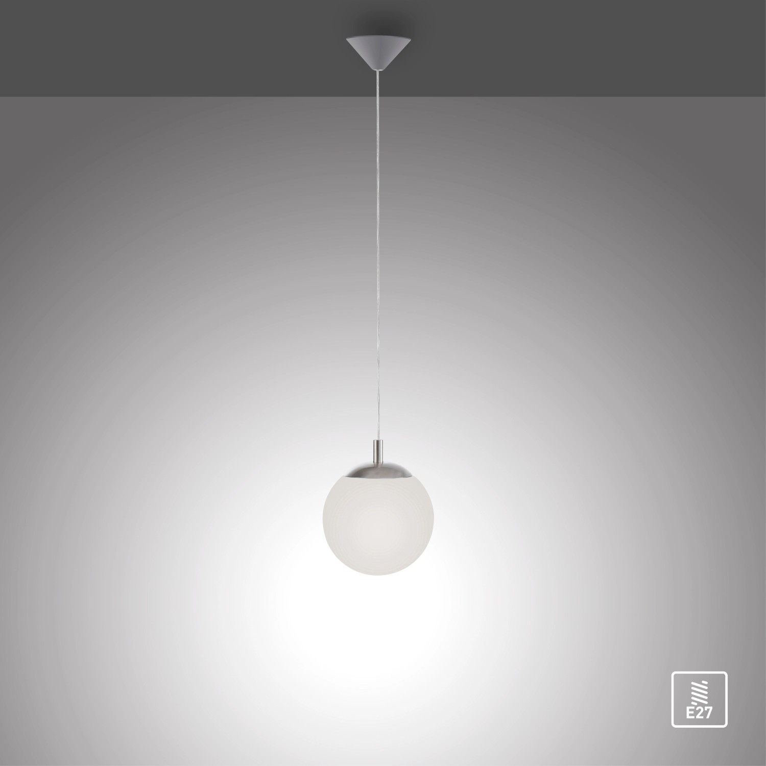 Paul Neuhaus Bolo Pendelleuchte, 1-flammig, Stahl, mit opal-mattem Glas. Zeitloses Design für Wohnraum und Esszimmer.