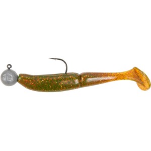 Westline Angelhaken Set Ridge Fish Kit, 10 cm, rot-grün, mit Jigkopf und Gummifisch.