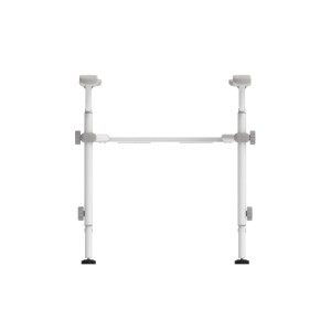 Weißer WC-Sicherheitsstützgriff als Aufstehhilfe. Robuste Metall-Kunststoff-Konstruktion für Bad und Toilette, 200 kg Tragkraft.