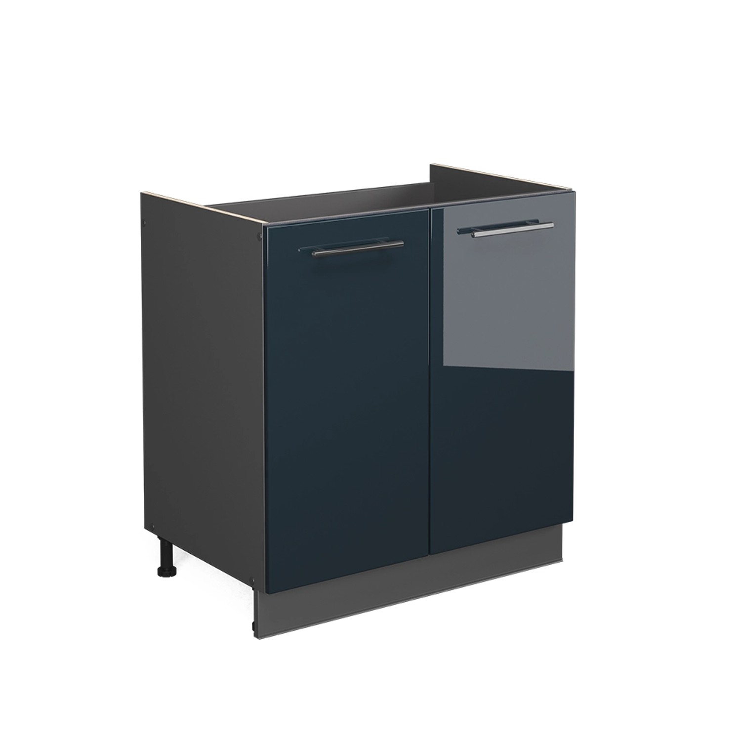 Vicco Spülenunterschrank Fame-Line Dunkelblau Hochglanz 80 cm ohne Arbeitsplatte