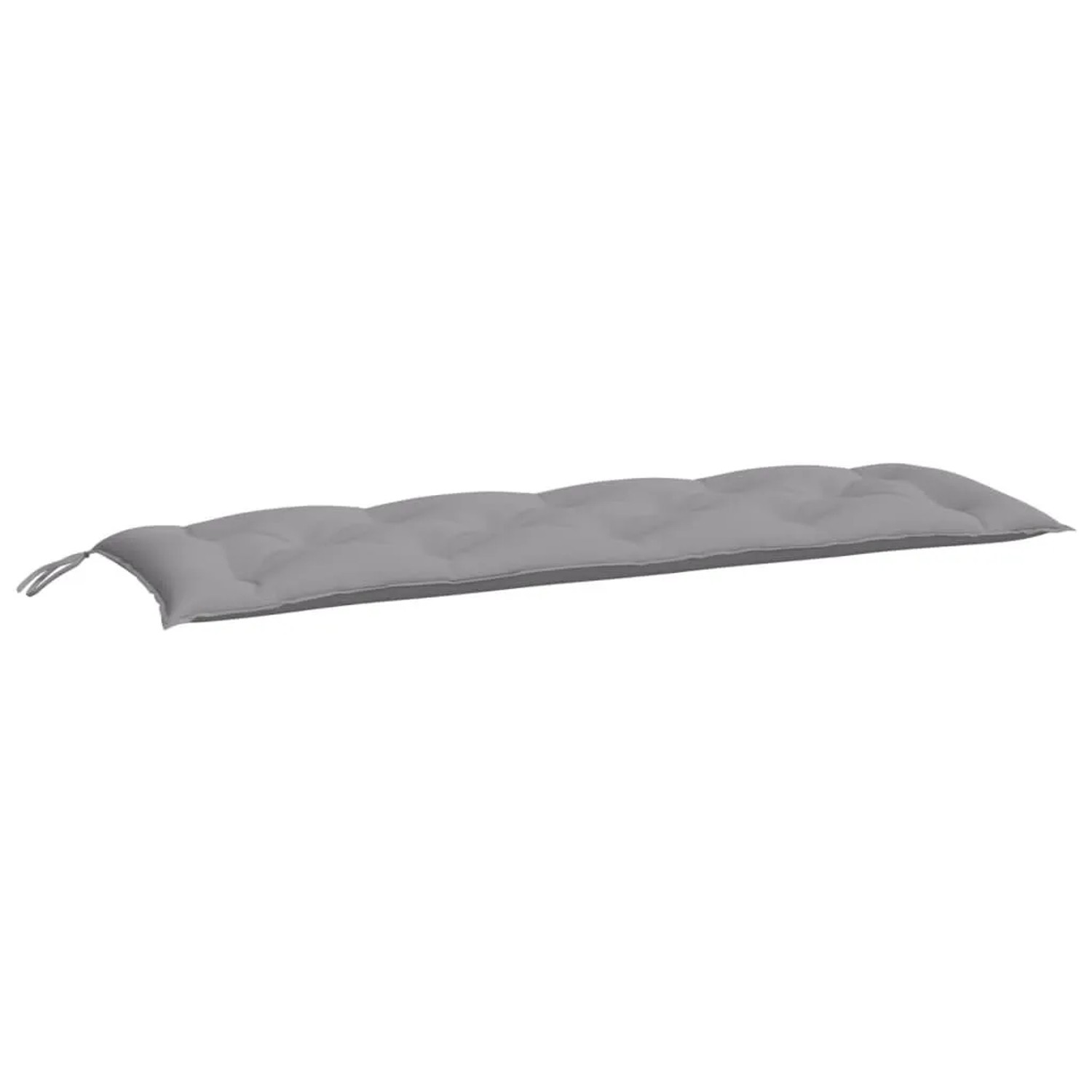 Graue vidaXL Gartenbank Auflage, 150x50x7 cm, aus Oxford-Gewebe mit Bindebändern.