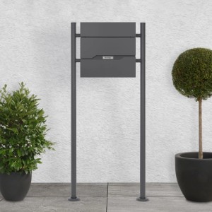 ML-Design Standbriefkasten in Anthrazit mit Zeitungsfach und 120 cm Ständer.