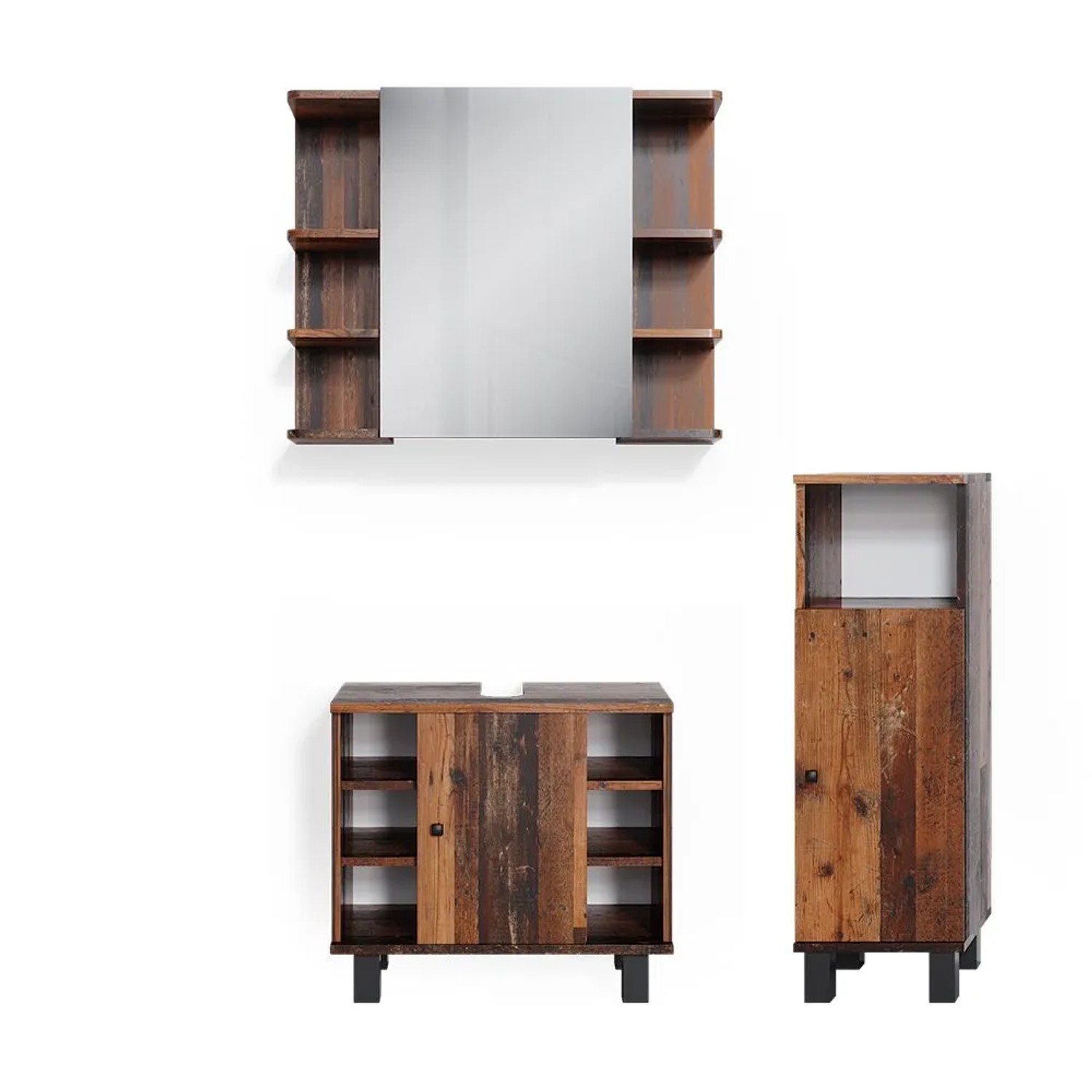 Vicco Badmöbel-Set Fynn Eiche rustikal 60 x 54 3-teilig