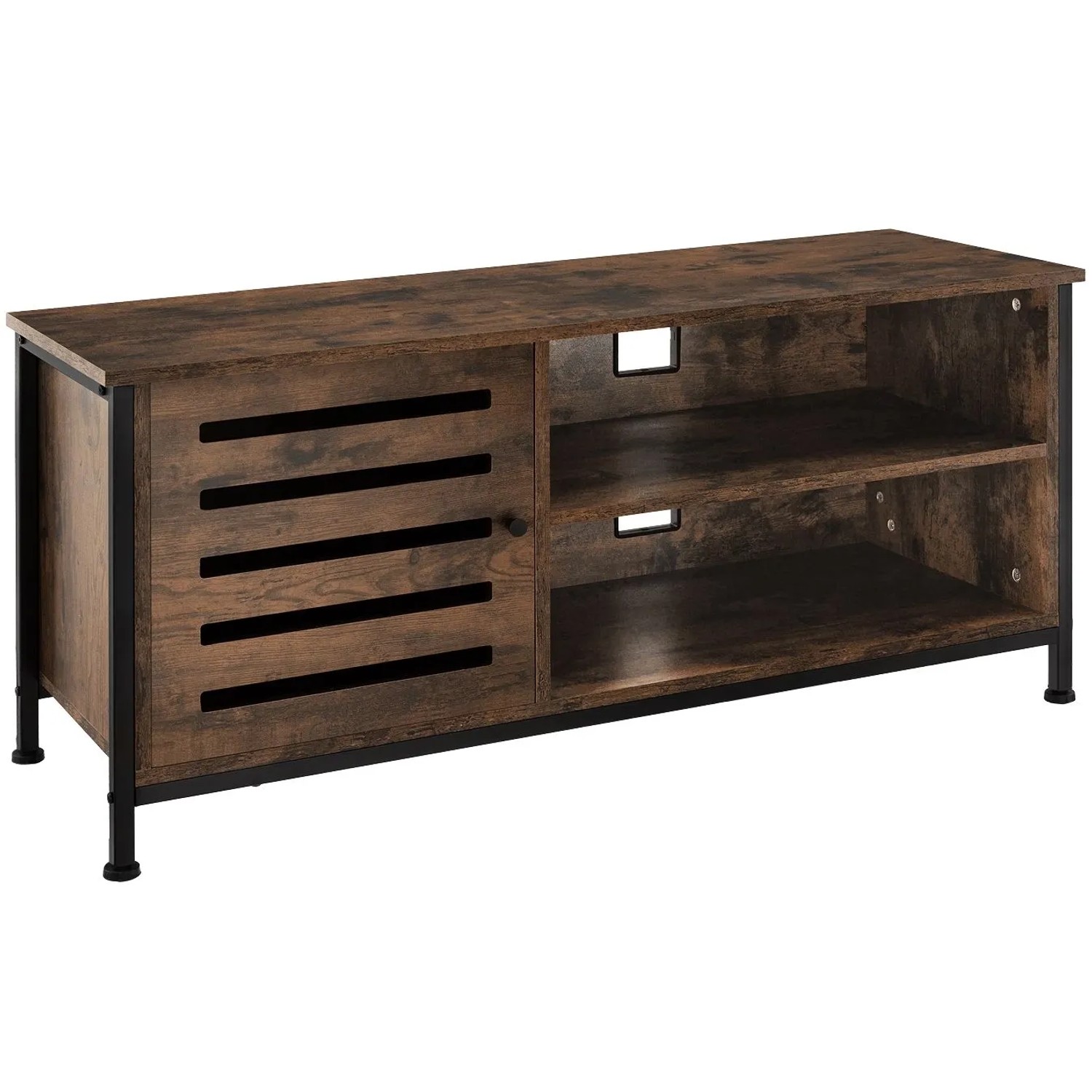 Tectake Tv Board Galway Industrial Style Holz und Stahl  110 x 41 50 x 50 50 cm Industrial Holz Dunkel  Rustikal