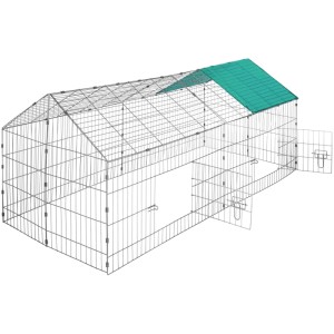 Tectake Freilaufgehege Für Kaninchen Aus 12 Gitterelementen Mit Sonnenschutz 180 x 75 x 75 cm Grün