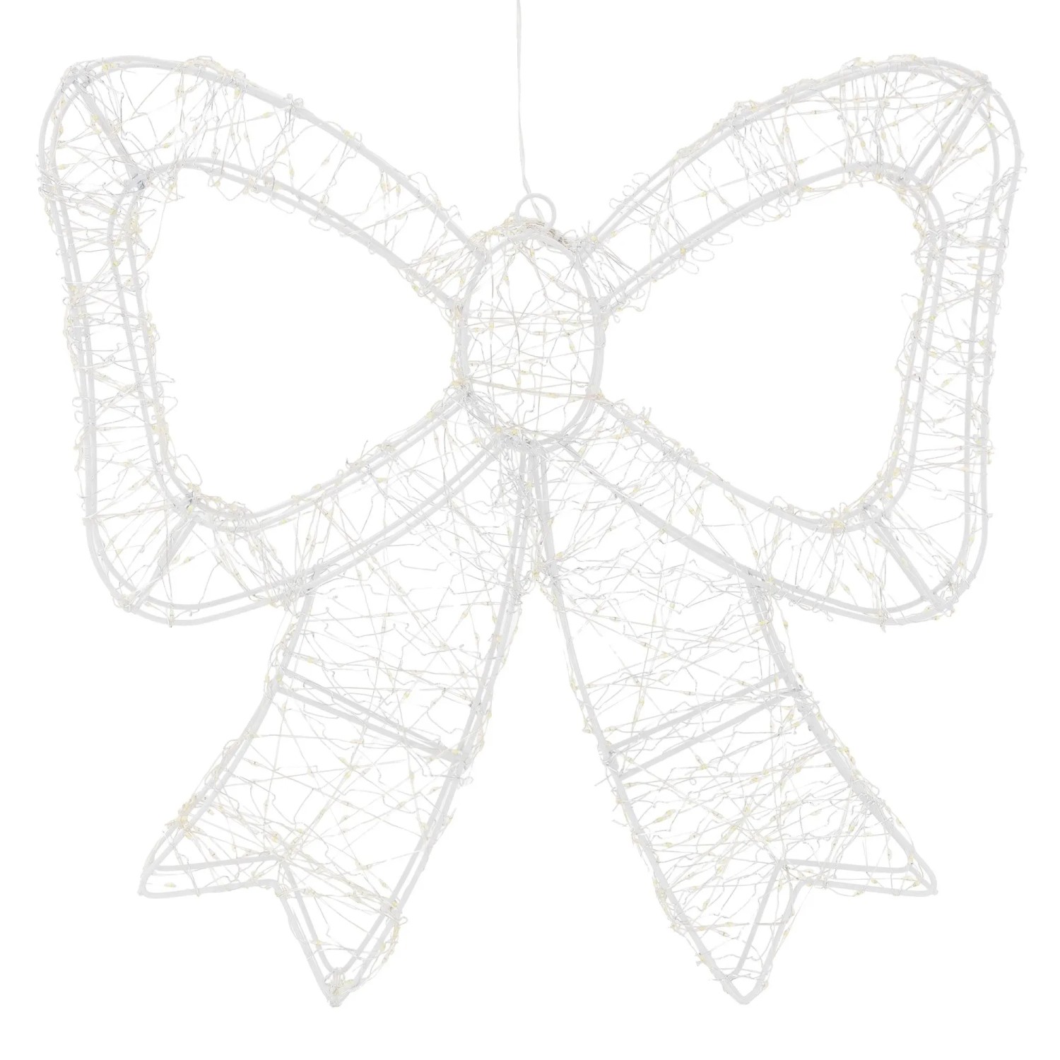 ECD Germany LED Deko Schleife mit Timer Weihnachtsdeko Weihnachtsbeleuchtung 720 LED Warmweiß 46 cm Aussen