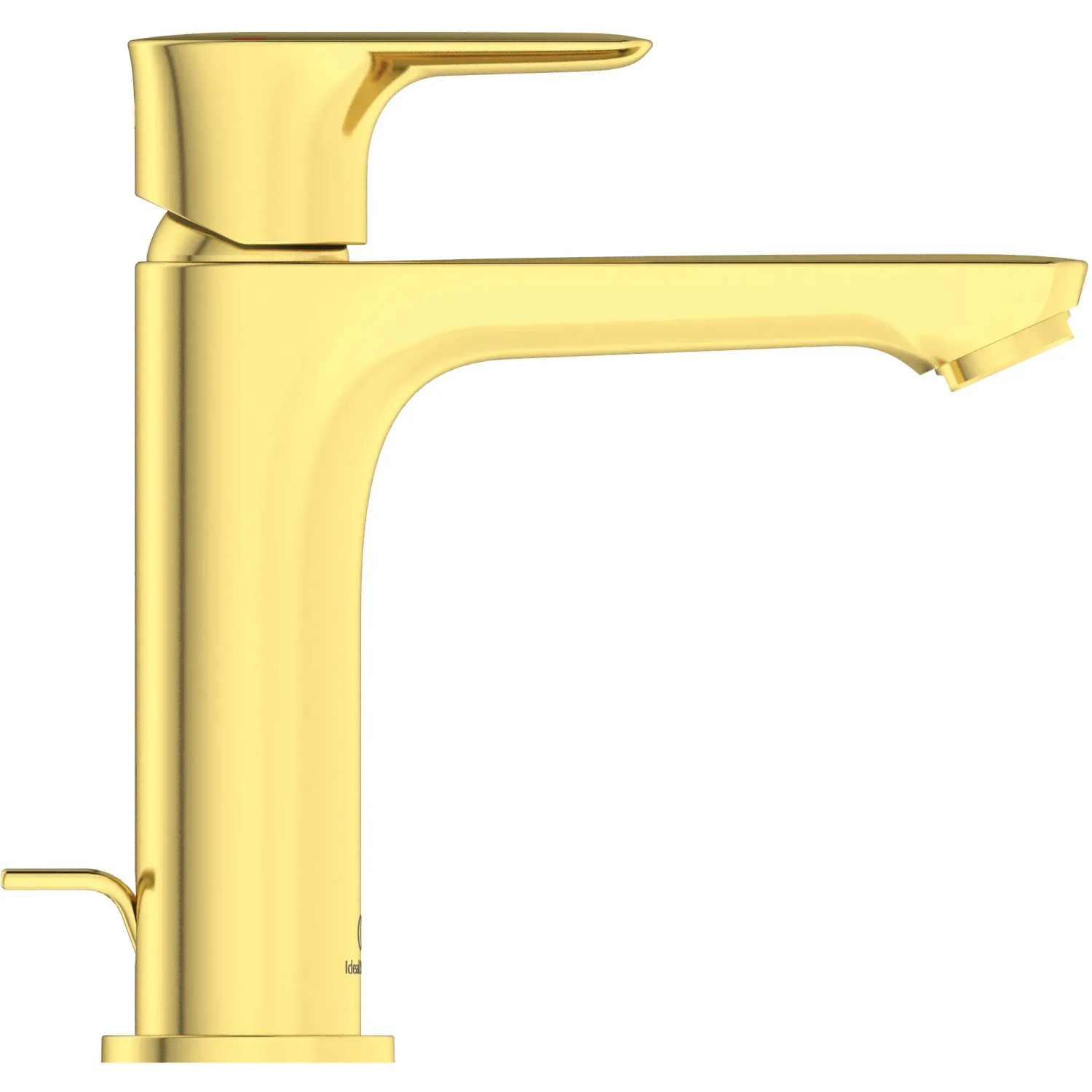 Ideal Standard Waschtischarmatur Connect Air Grande Slim in gebürstetem Gold.