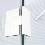 Detailaufnahme: Weiße U-Duschkabine Ares von Glaszentrum Hagen, Scharnier und Stabilisator.
