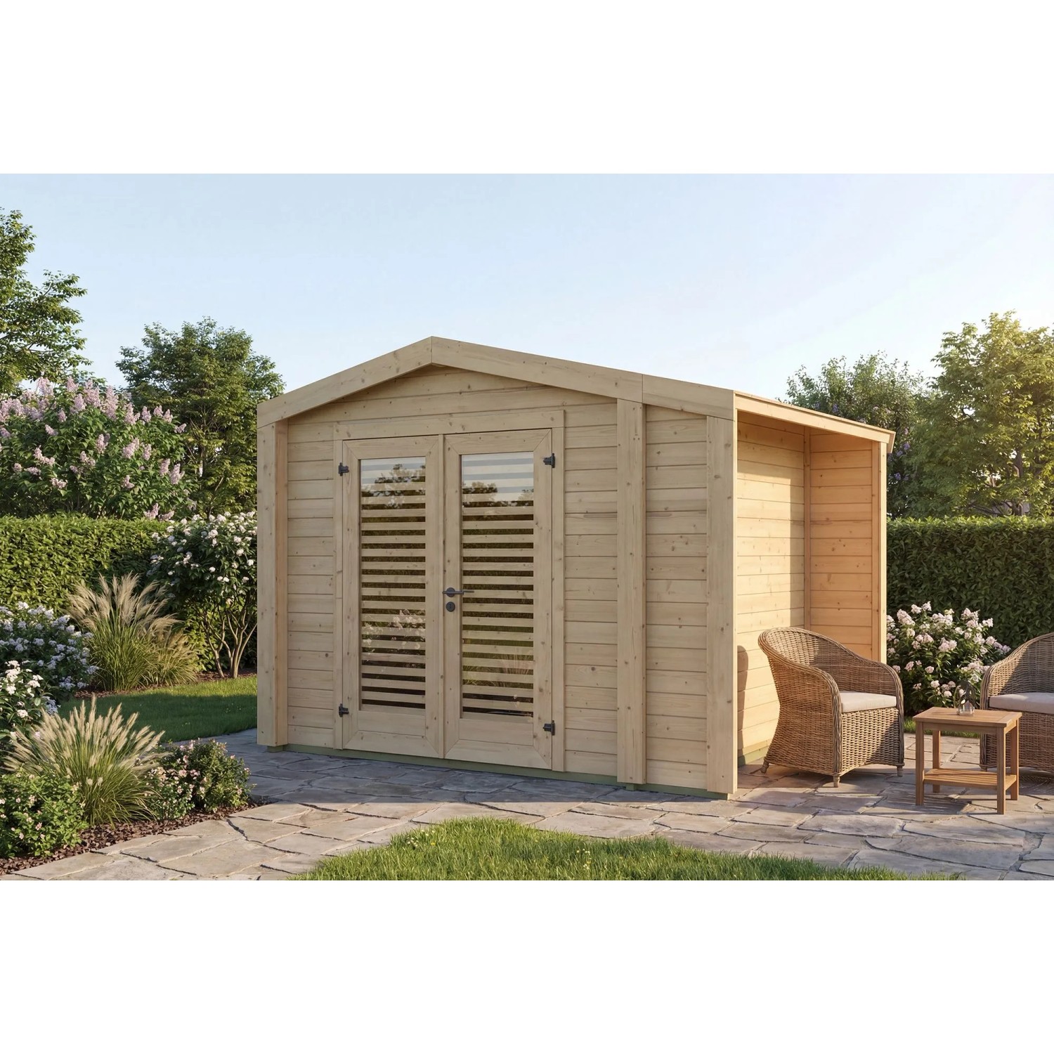 Weka Holz-Gartenhaus Killarney Satteldach Natur Unbehandelt 311 cm x 263 cm