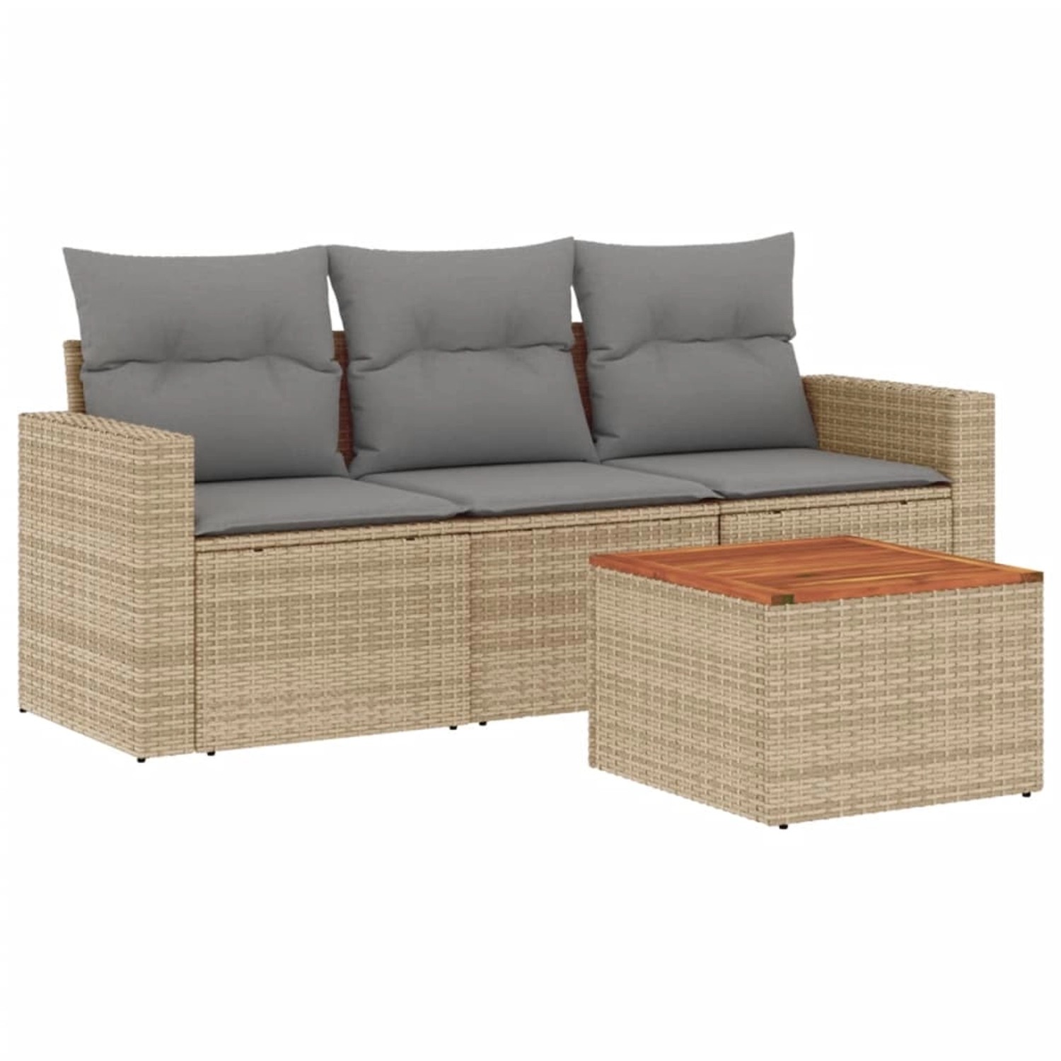 vidaXL 4-Tlg Garten-Sofagarnitur mit Kissen Beige Poly Rattan 3223994 günstig online kaufen