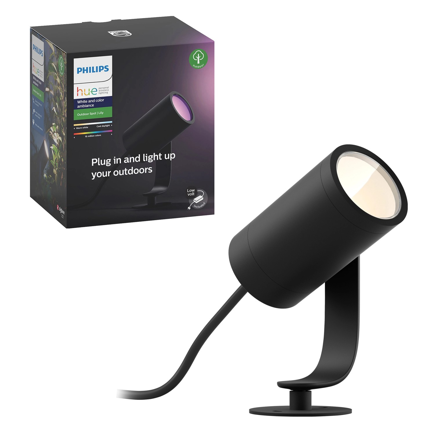 Philips Hue LED-Spot Lily White & Color Ambiance 1-flammig Schwarz Basis-Set