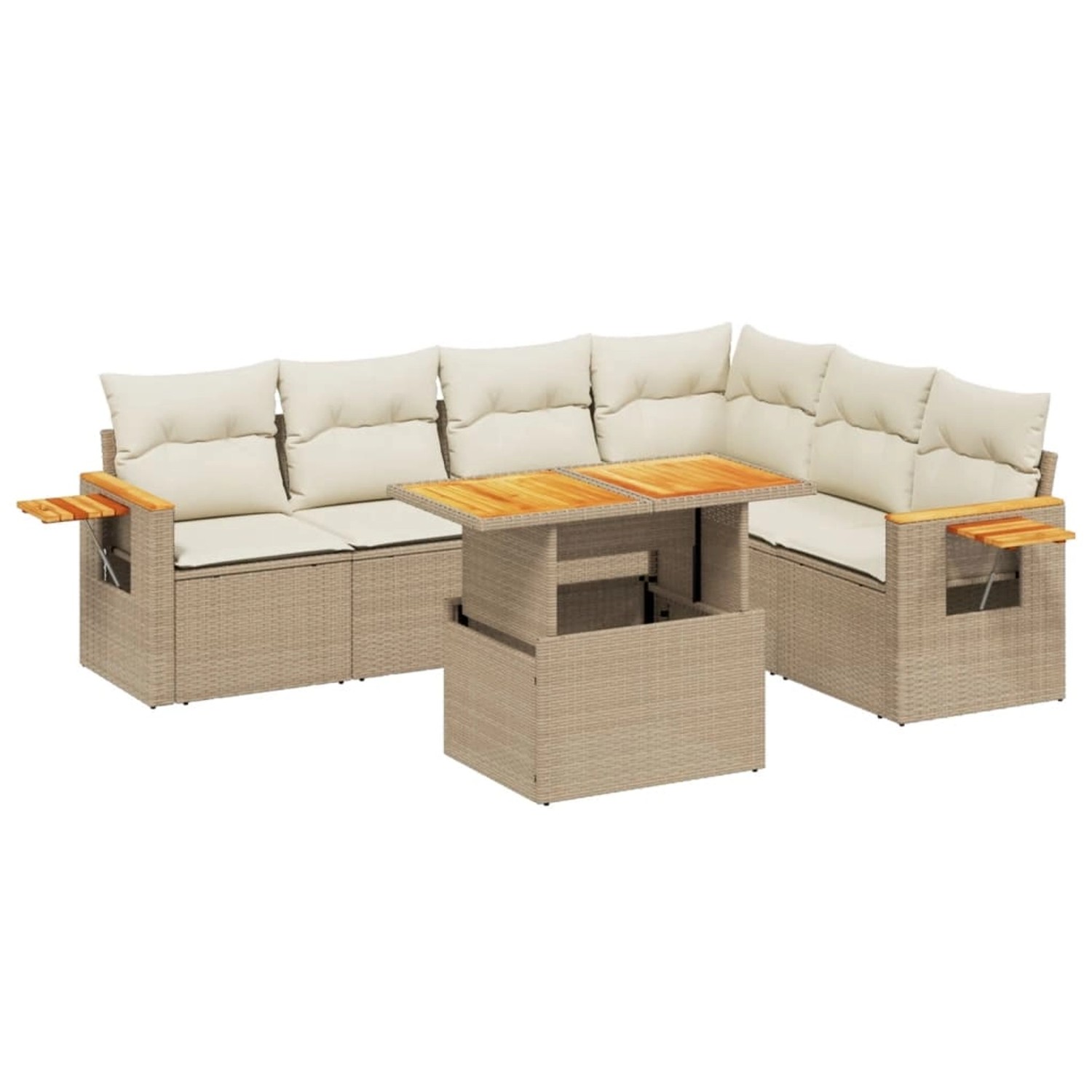 vidaXL 7-tlg Garten-Sofagarnitur mit Kissen Beige Poly Rattan Modell 321 günstig online kaufen