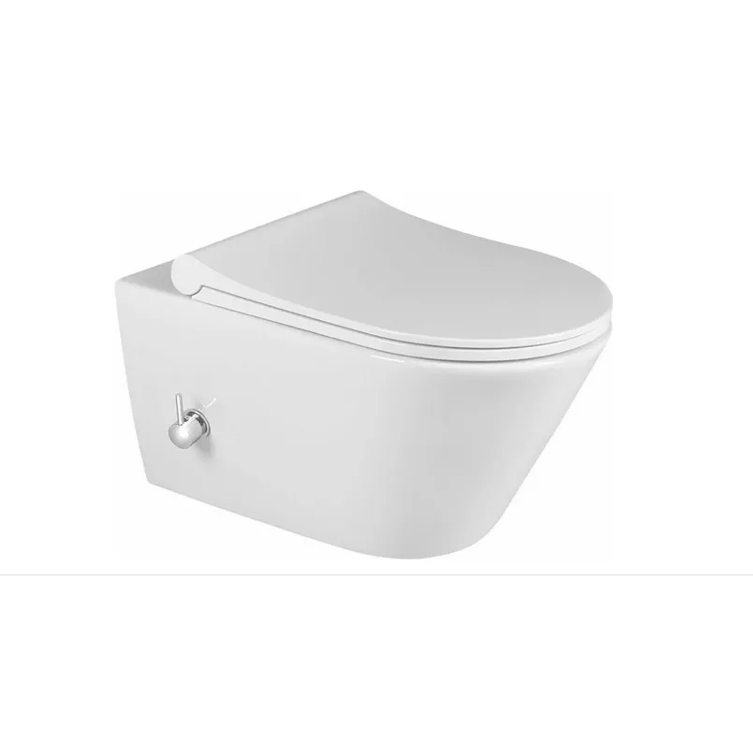 Kreabad WC Spülrandlos Kurzform Wand Hänge WC Taharet Dusch WC Toilette Softclose Inkl Armatur Warm Und Kalt Anschluss 49 Cm Kurzform Bidet Funktion