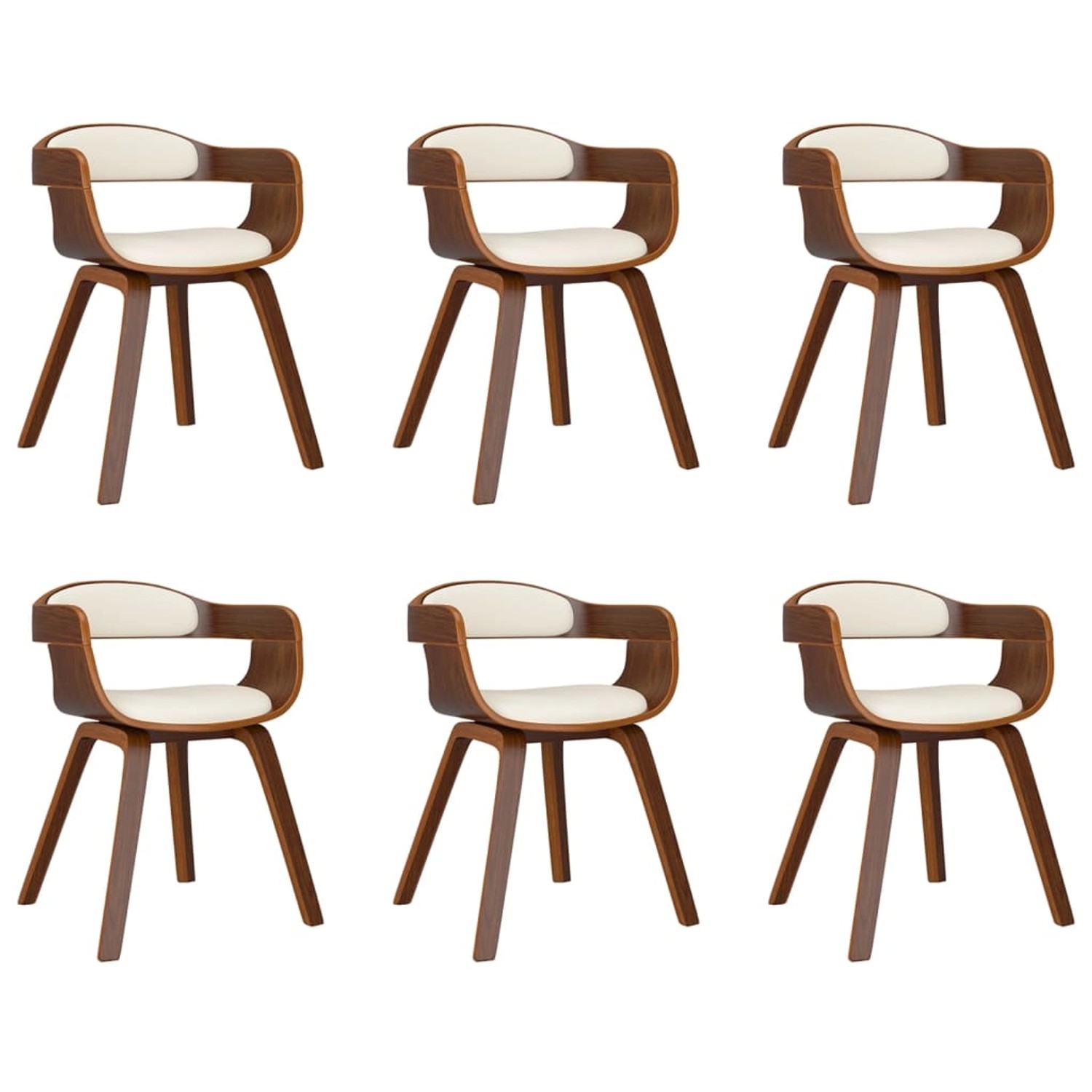 vidaXL Esszimmerstühle 6 Stk Creme Bugholz und Kunstleder 3092390