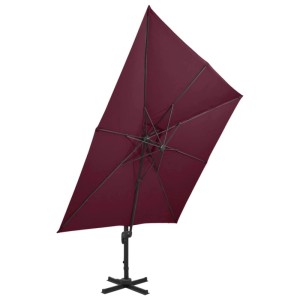 DELUKE Sonnenschirm Rechteckig LOTI 300cm Rot UV-Schutz Kippbar Kurbelsystem Ampelschirm Rechteckig Freiarm 300cm Kurbelschirm