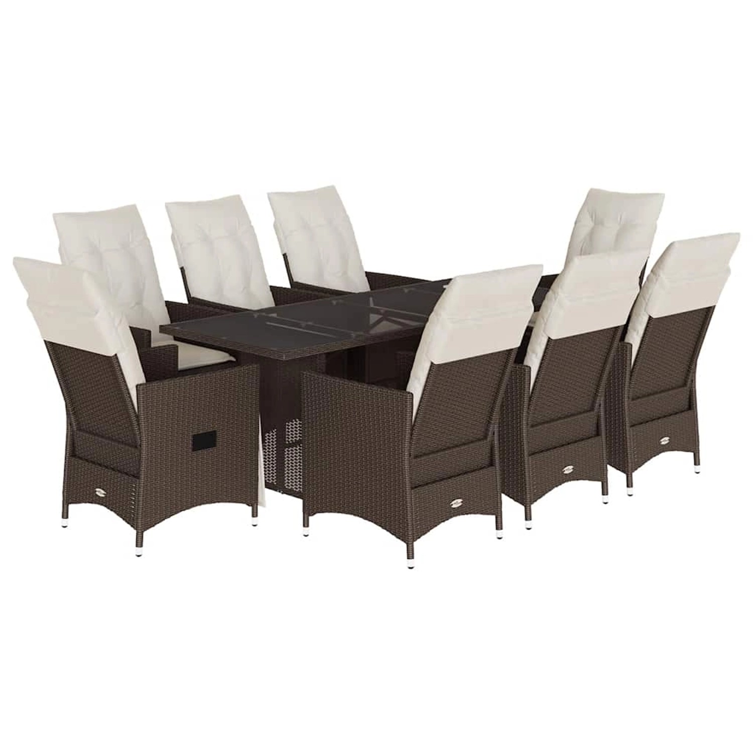 vidaXL 9-Tlg Garten-Essgruppe mit Kissen Braun Poly Rattan 3276778 günstig online kaufen