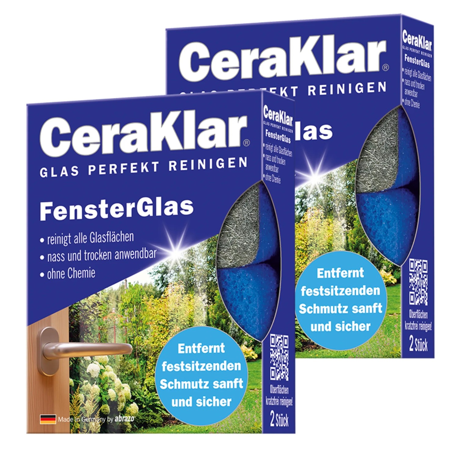 abrazo Glasreiniger CeraKlar FensterGlas 2 x 2 Stück