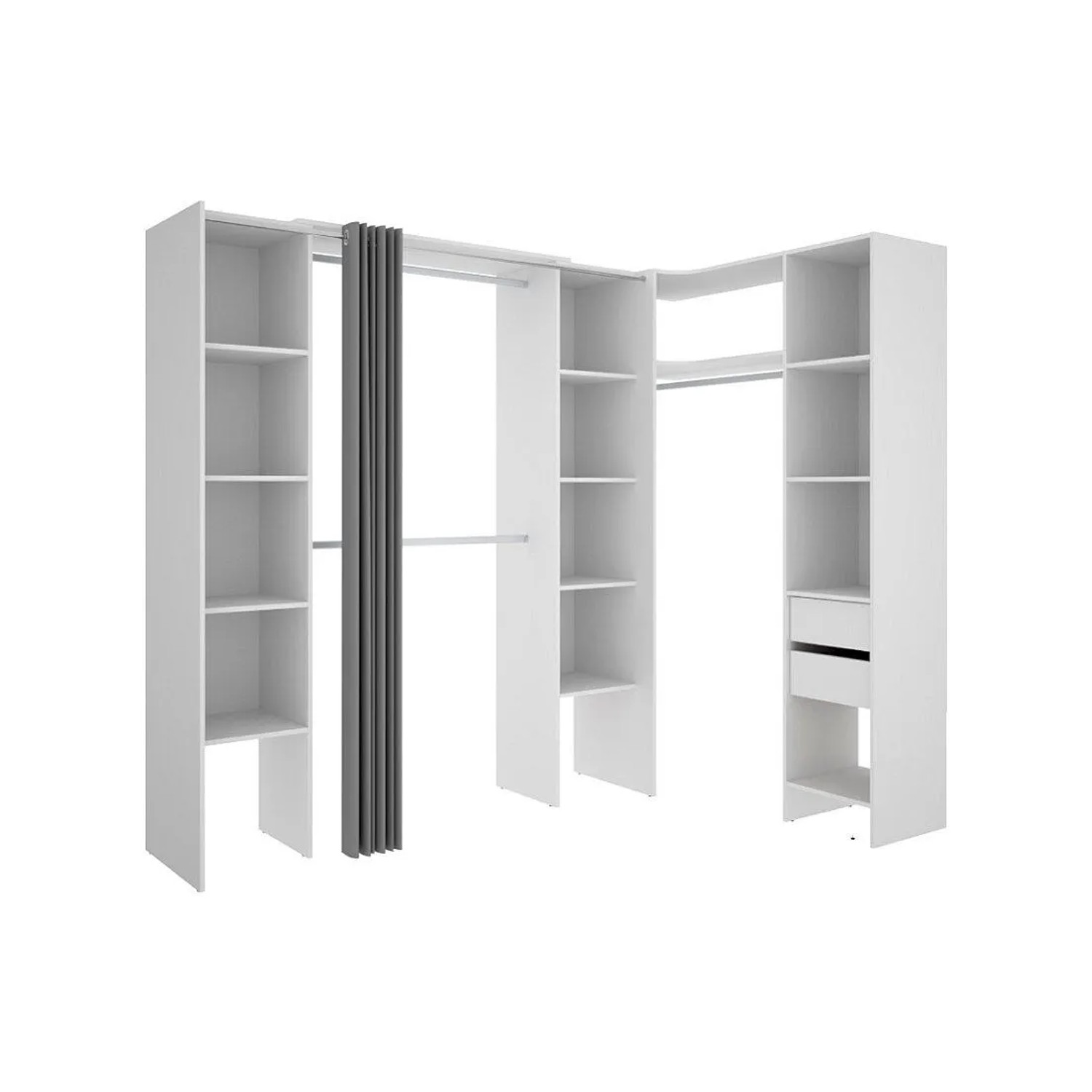 Vente-unique Offener Kleiderschrank Dorian Weiß 164 cm  234 cm