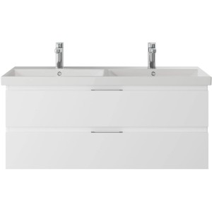 Pelipal Waschbeckenunterschrank Serie 4035, 116 cm, Weiß Glänzend mit zwei Schubladen.
