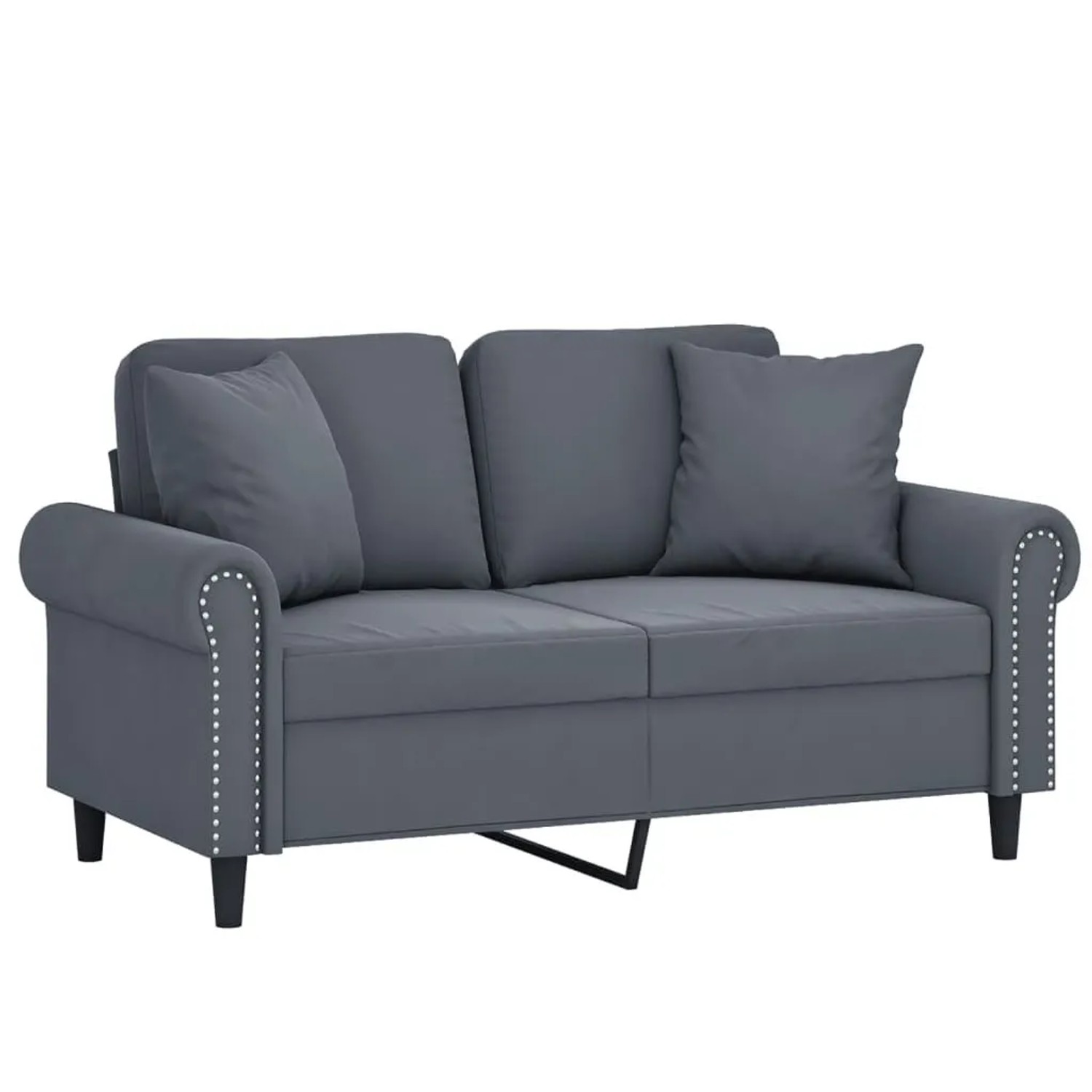 vidaXL 2-Sitzer-Sofa mit Zierkissen Dunkelgrau 120 cm Samt 3200936 günstig online kaufen