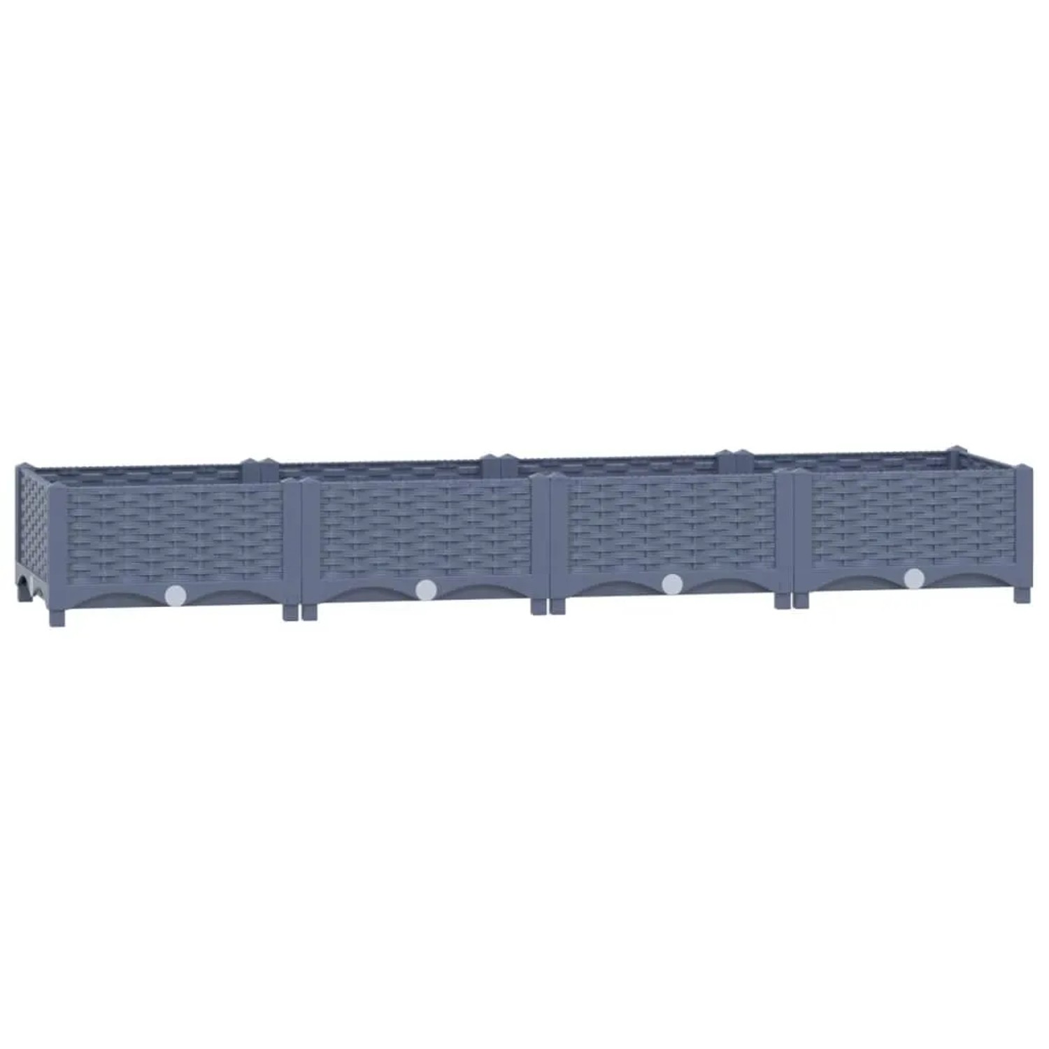 Graues furnicato Hochbeet aus Polypropylen, 160x40x23 cm, ideal für Garten, Balkon und Terrasse.