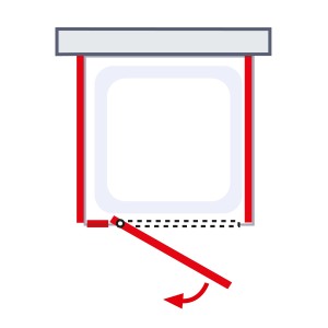 Schemazeichnung der Schulte Komplettduschkabine Jersey 2 mit Drehtürsystem.