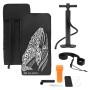 ECD Germany Stand Up Paddle Board Set, schwarz-rot, mit Pumpe, Paddel, Reparaturset und Tragetasche.
