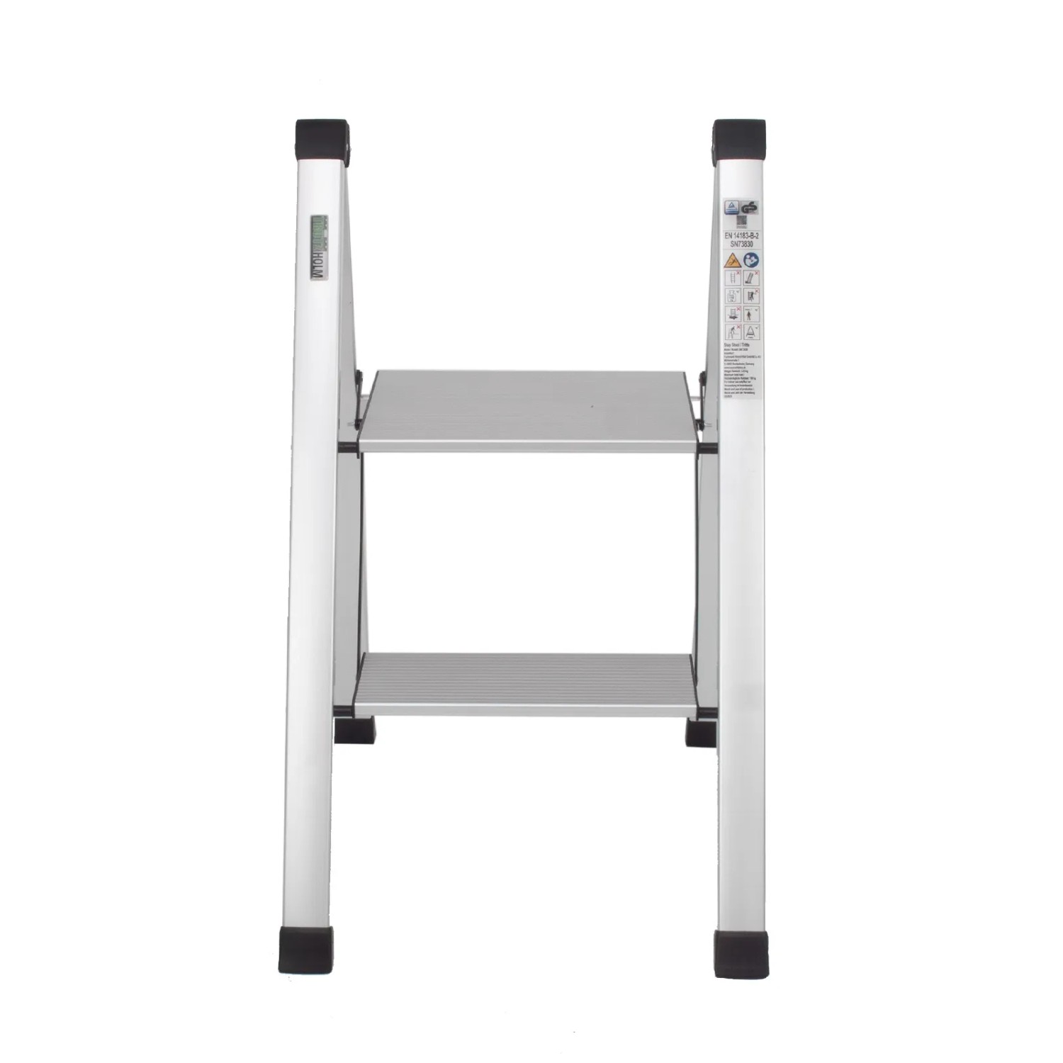 TRUTZHOLM Alu-Trittleiter, 2 Stufen, silberfarben, klappbar, bis 150 kg belastbar.