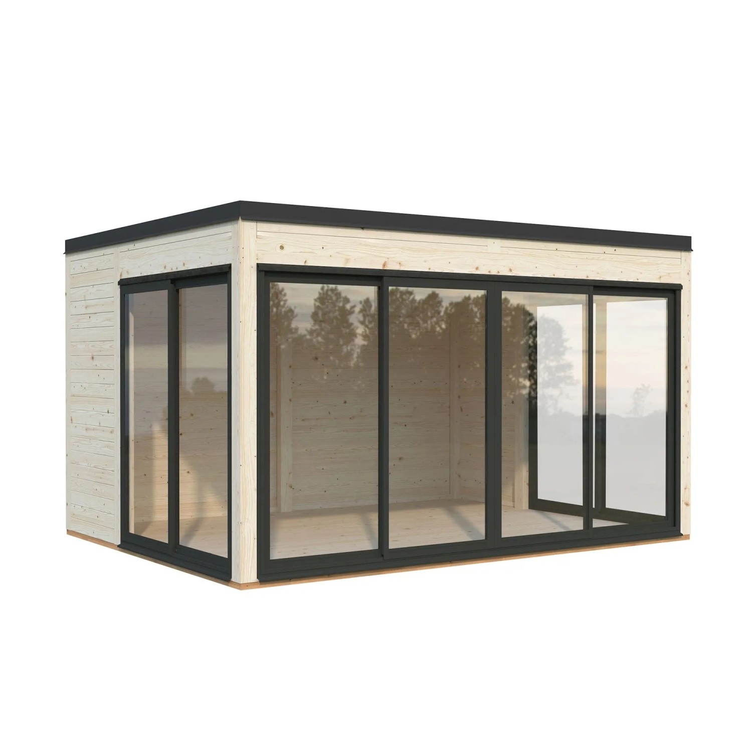 Palmako Holz-Gartenhaus Serena Slide Plus Pultdach Tauchgrundiert