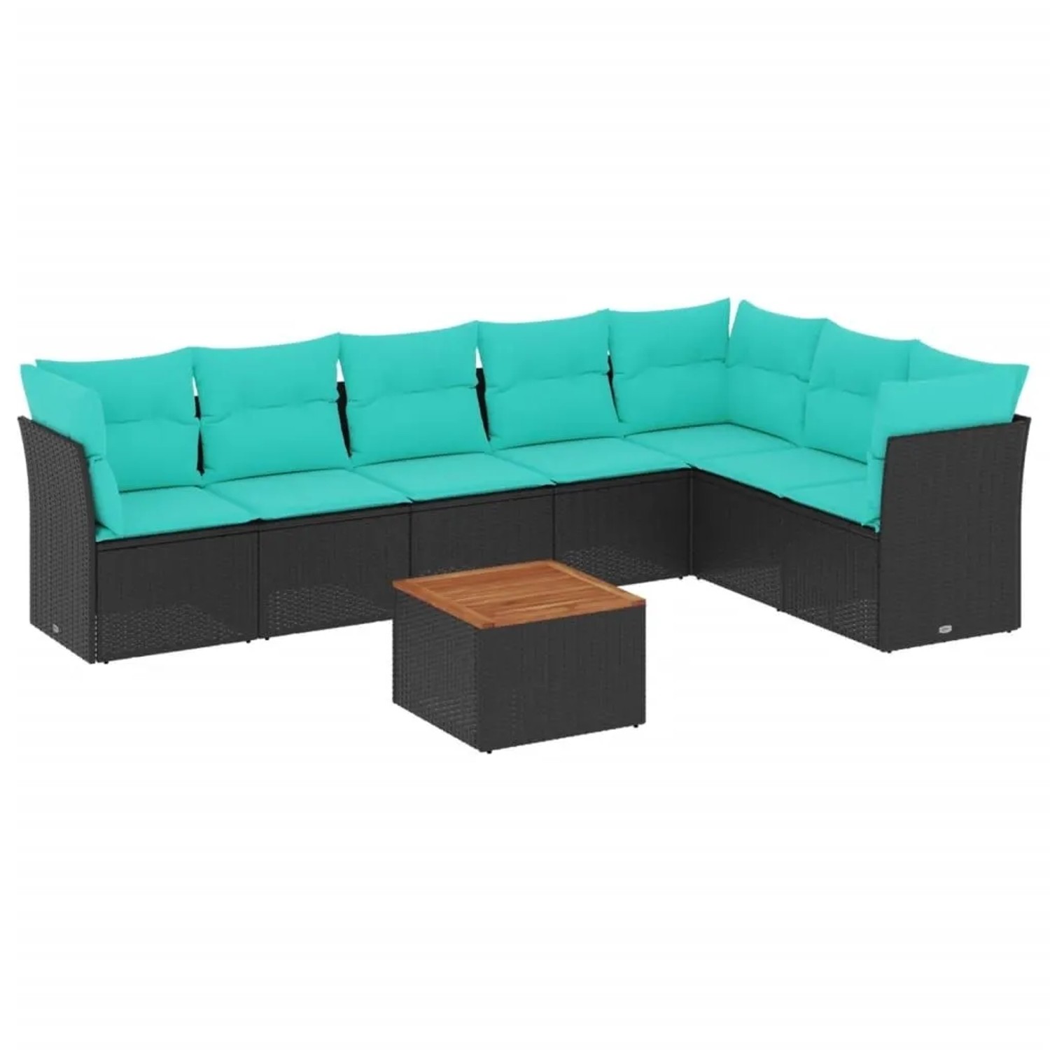 vidaXL 8 Tlg Garten-Sofagarnitur mit Kissen Schwarz Poly Rattan 3256008