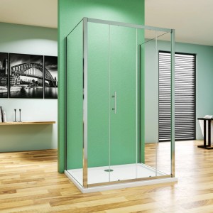 Duschparadies U Duschkabine 120 x 80 x 80 x 190cm U-Kabine Schiebetür Mit Seitenwand 5mm ESG Sicherheitsklarglas Dusche Duschabtrennung Verchromt