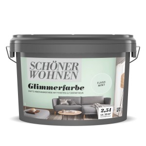 Schöner Wohnen Glimmerfarbe Flash Mint, 2,5 l, für matte Wände mit Glitzer-Effekt.