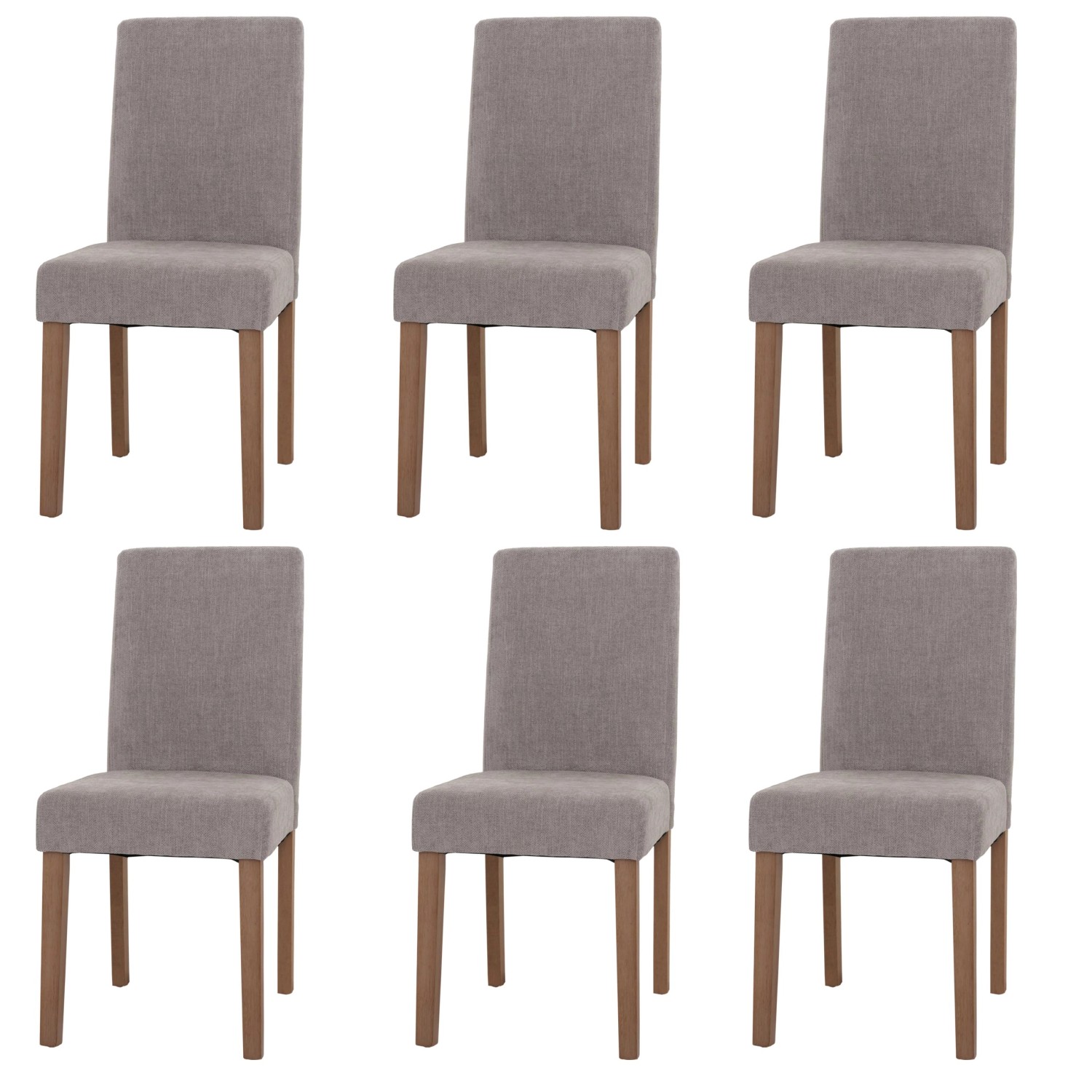 MCW Esszimmerstuhl Littau Chenille 6er-Set Hellgrau Naturfarbene Beine günstig online kaufen