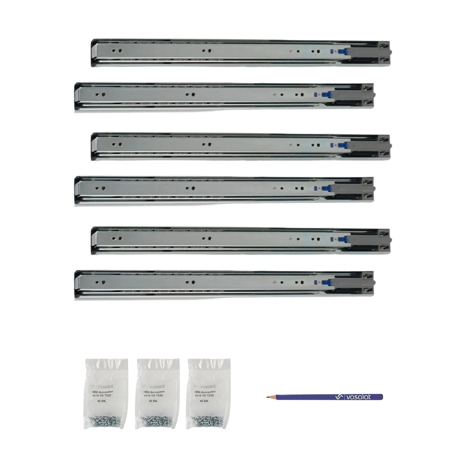 vasalat Kugelauszug 450mm Softclose Kugelführung - Vollauszug mit Dämpfung - 3 Paar