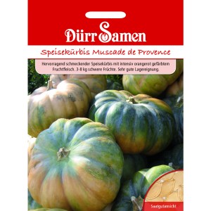 Dürr Samen Speisekürbis Muscade de Provence Saatgut Packung mit Kürbissen.