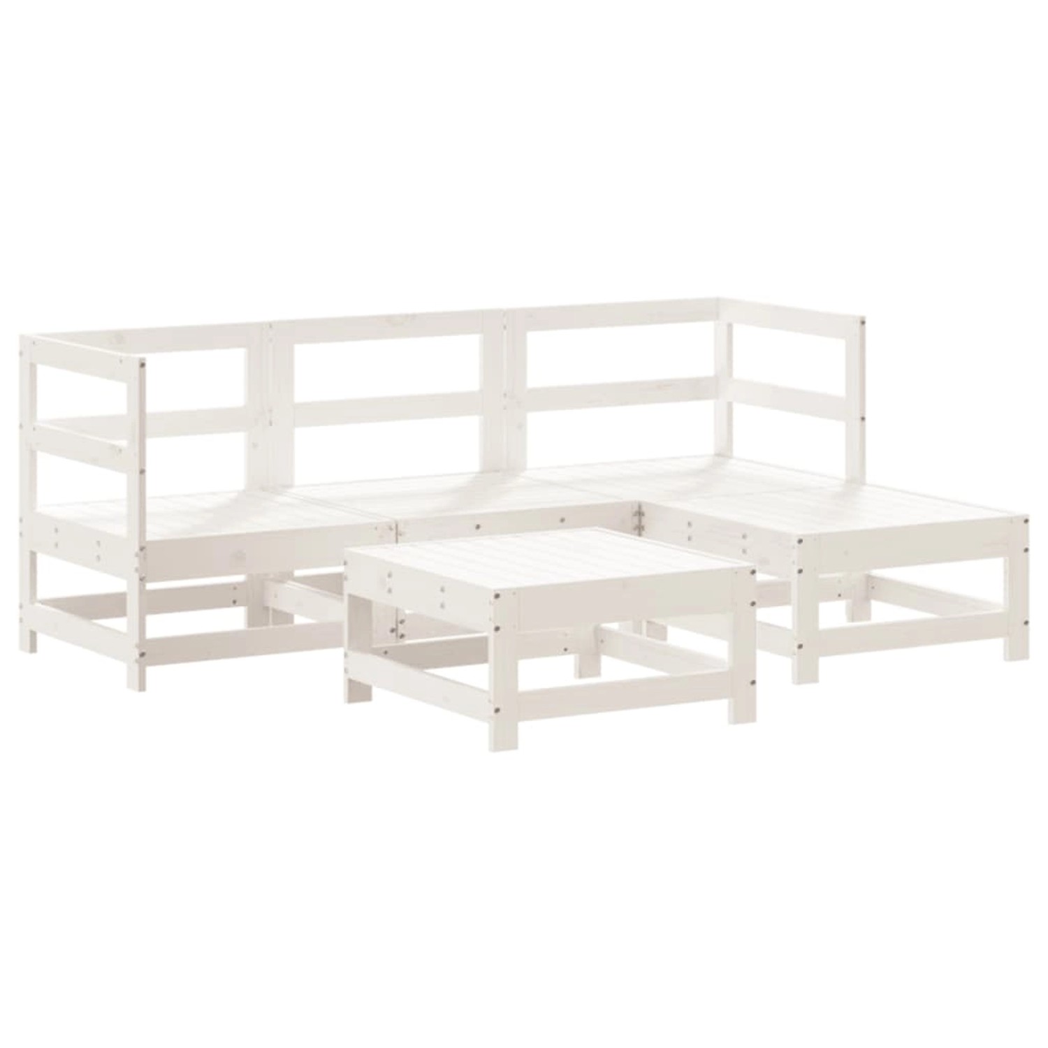 vidaXL 5-Tlg Garten-Lounge-Set Weiß Massivholz Kiefer 3186173 günstig online kaufen
