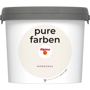 Eimer Alpina Wandfarbe Pure Farben Mondgrau, matte Innenfarbe für Wände.