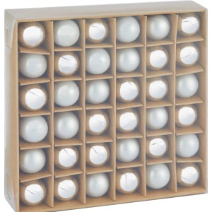 Weihnachtskugel-Set, 36-teilig, Ø 2 cm, silberfarben, glänzend, matt und gefrostet.