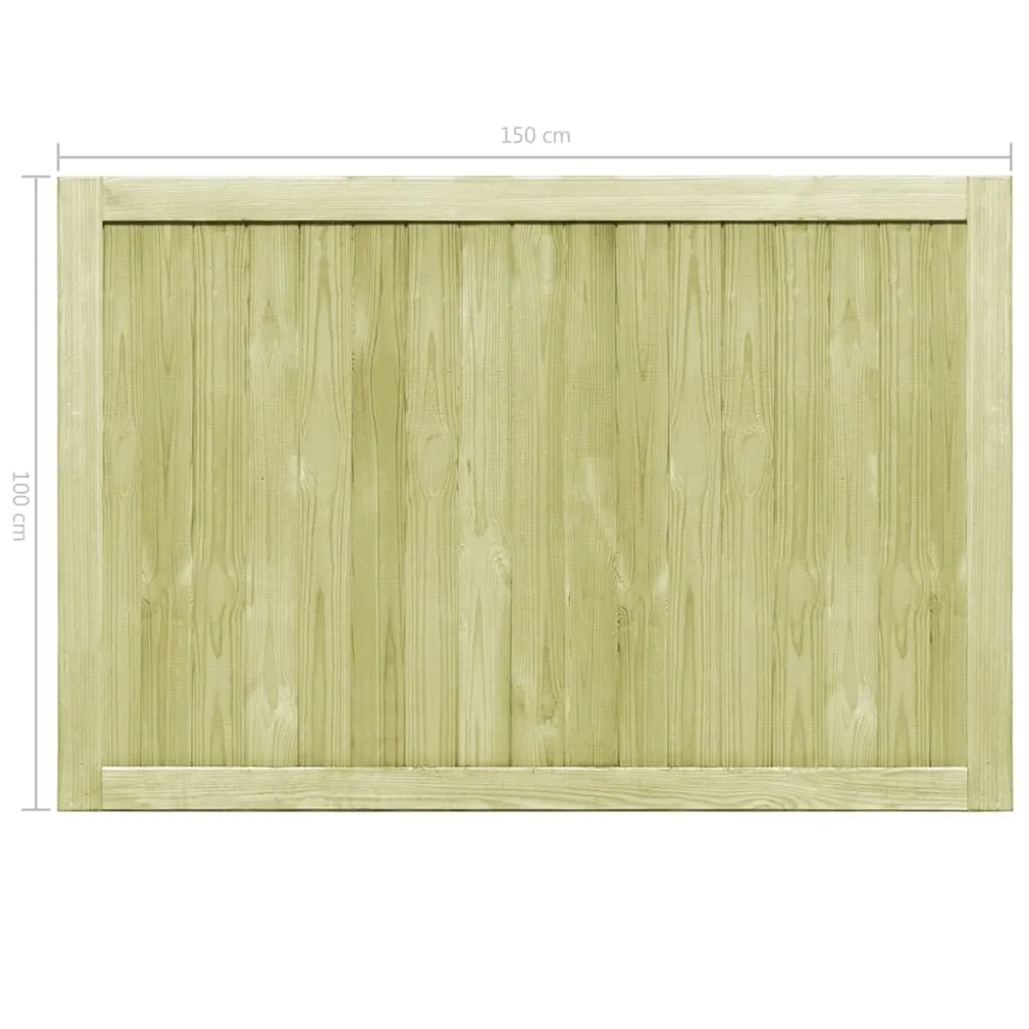 Zwei grüne Gartentore aus imprägniertem Kiefernholz, je 150x100 cm.