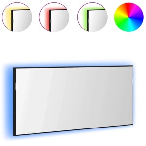 vidaXL Spiegel mit LED-Beleuchtung, Schwarz Eichen-Optik, 80x37 cm. Waschtischspiegel mit Farbvarianten.
