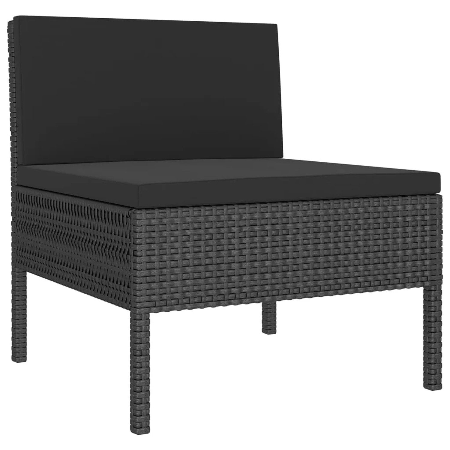 Schwarzes vidaXL Gartenmöbel Lounge-Set Element aus Rattan mit Kissen.