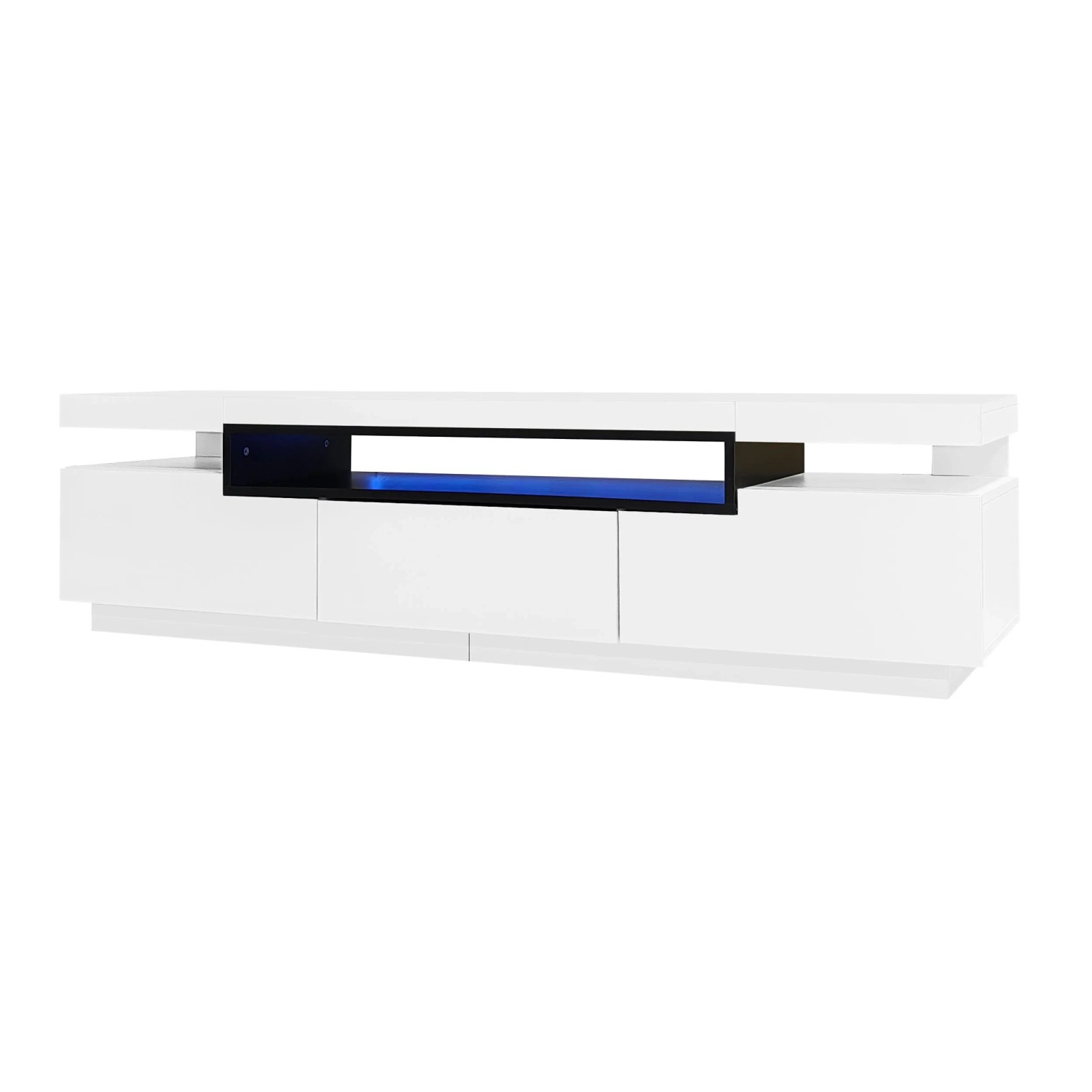 okwish TV Schrank mit Hochglanz Design LED Beleuchtung Wohnzimmer 160x39x42cm Weiß
