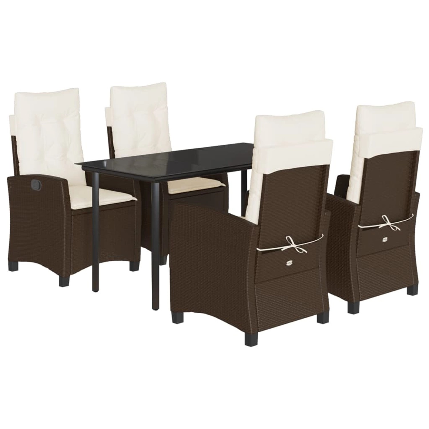 vidaXL 5-Tlg Garten-Essgruppe mit Kissen Braun Poly Rattan 3212775 günstig online kaufen