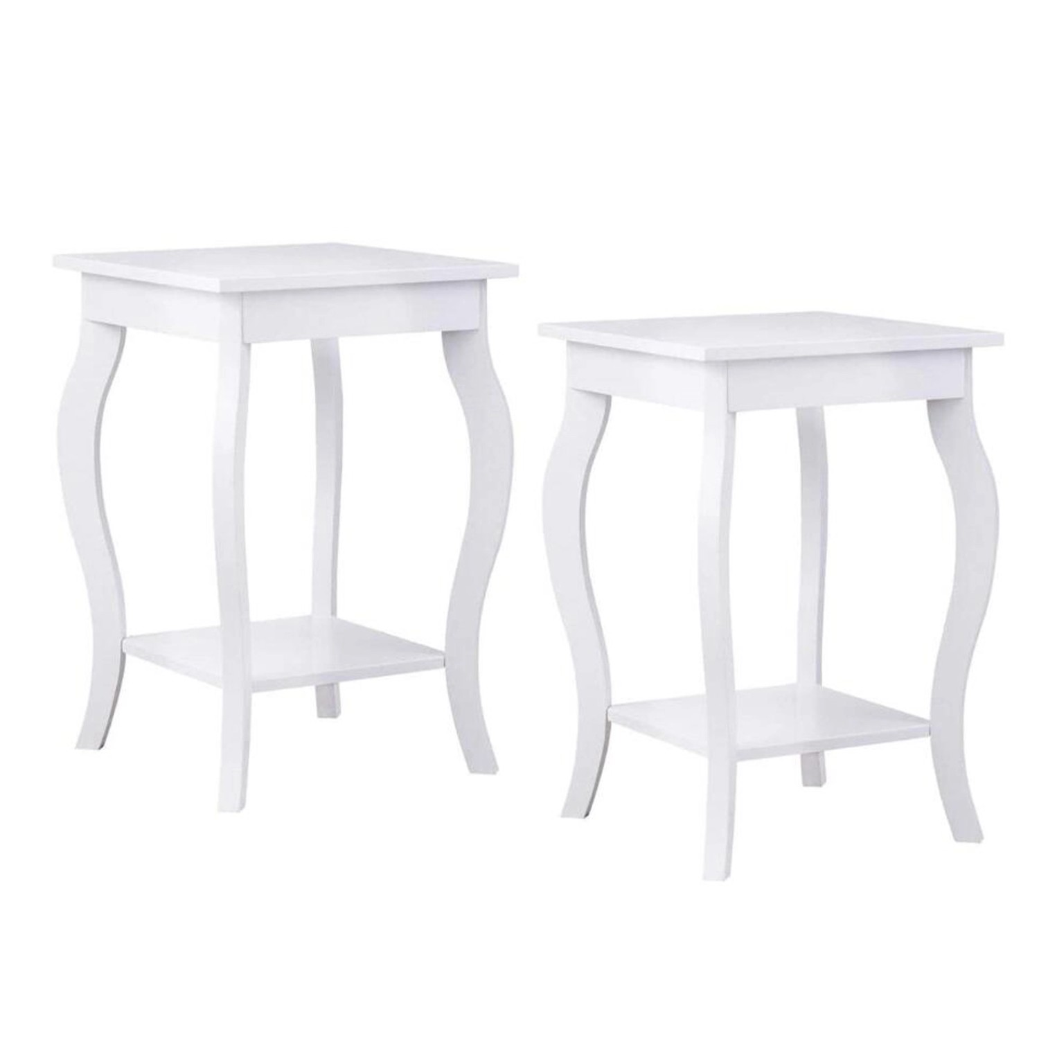 Costway 2er Set Nachttisch mit Ablage Sofatisch 40 x 40 x 60 cm Weiß günstig online kaufen