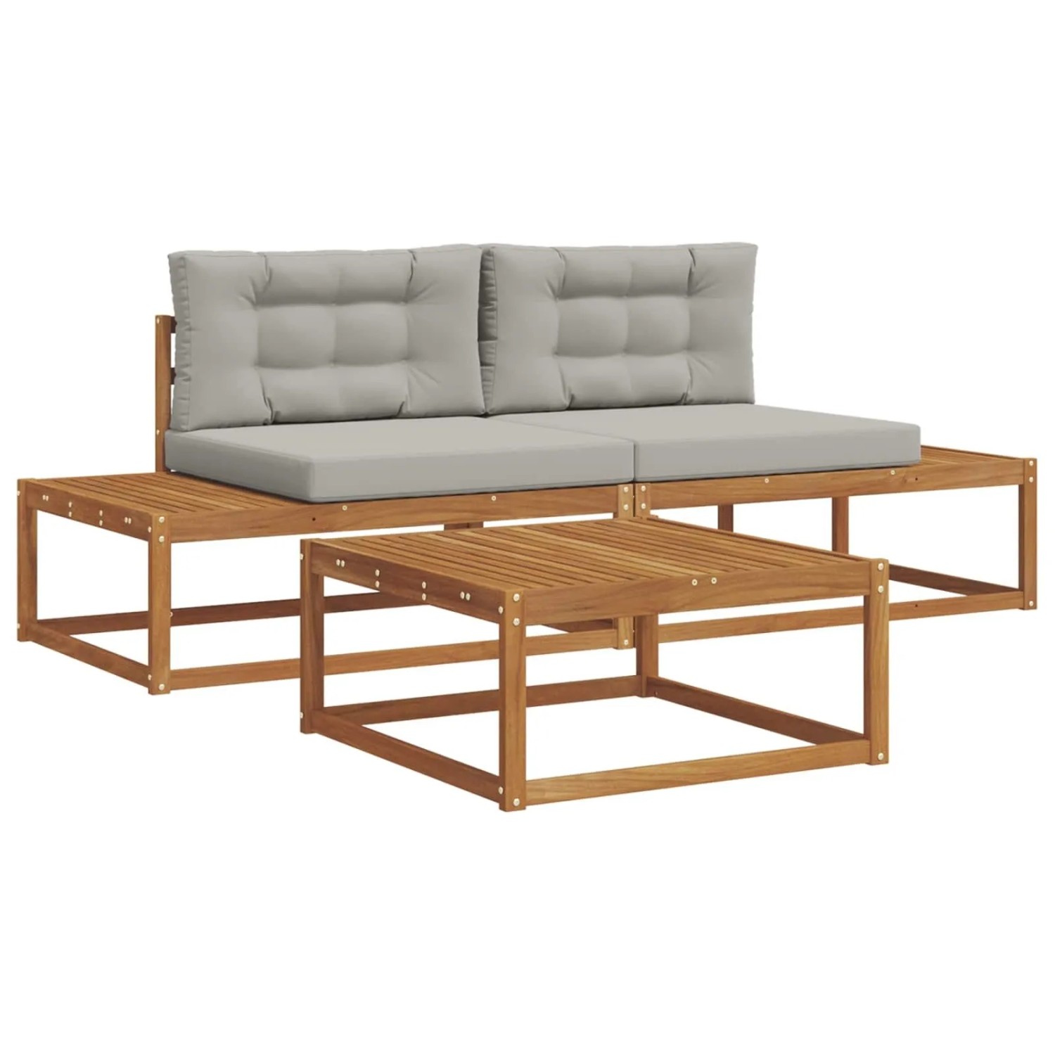 vidaXL Outdoor-Sofagarnitur mit Kissen 3-Tlg Natur und Hellgrau 3368129