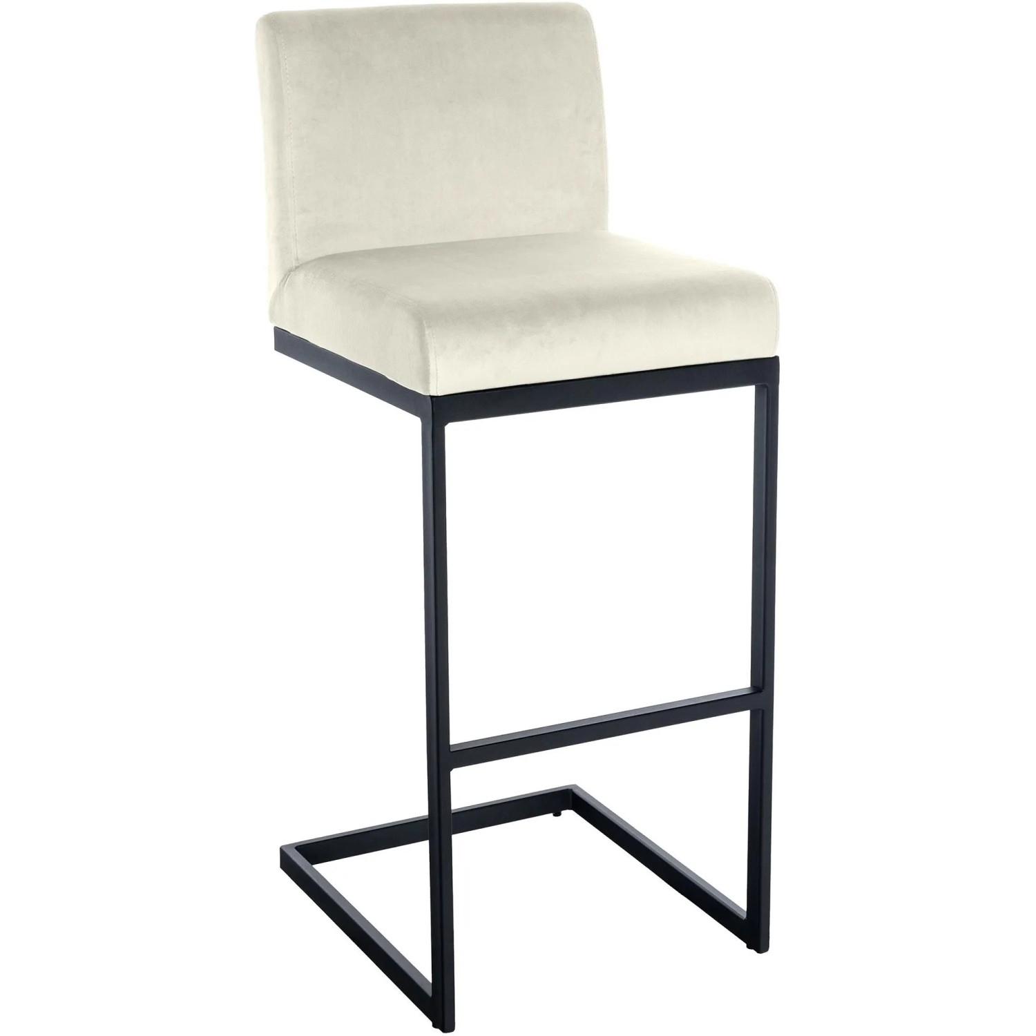 DELUKE Barhocker GANOR Samt Creme 43x53x104cm Barstuhl Mit Lehne Tresenhocker Tresenstuhl